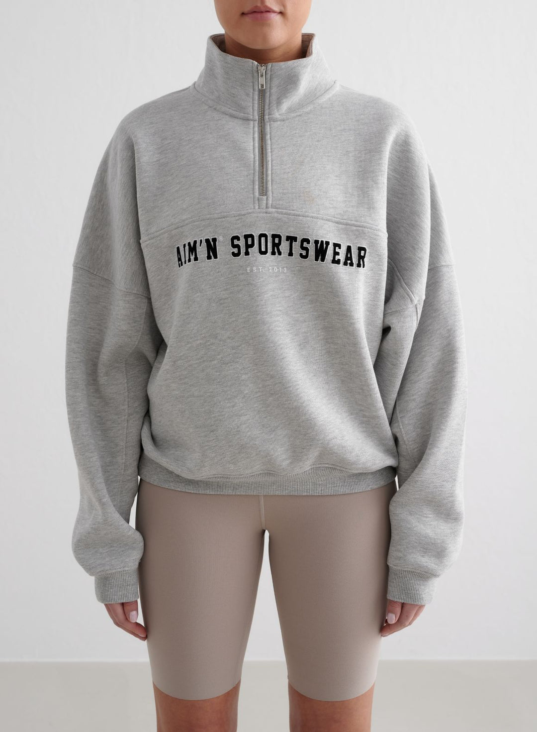 Grey Melange Varsity Sweat Half Zip – AIM'N NL